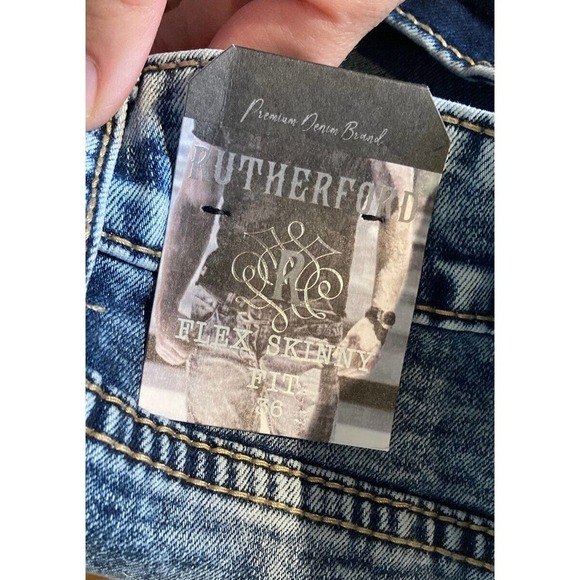 NWT Rutherford Flex Skinny Fit Jeans Size 36x33 Men’s Blue Ripped - Picture 6 of 11